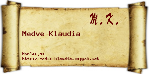 Medve Klaudia névjegykártya